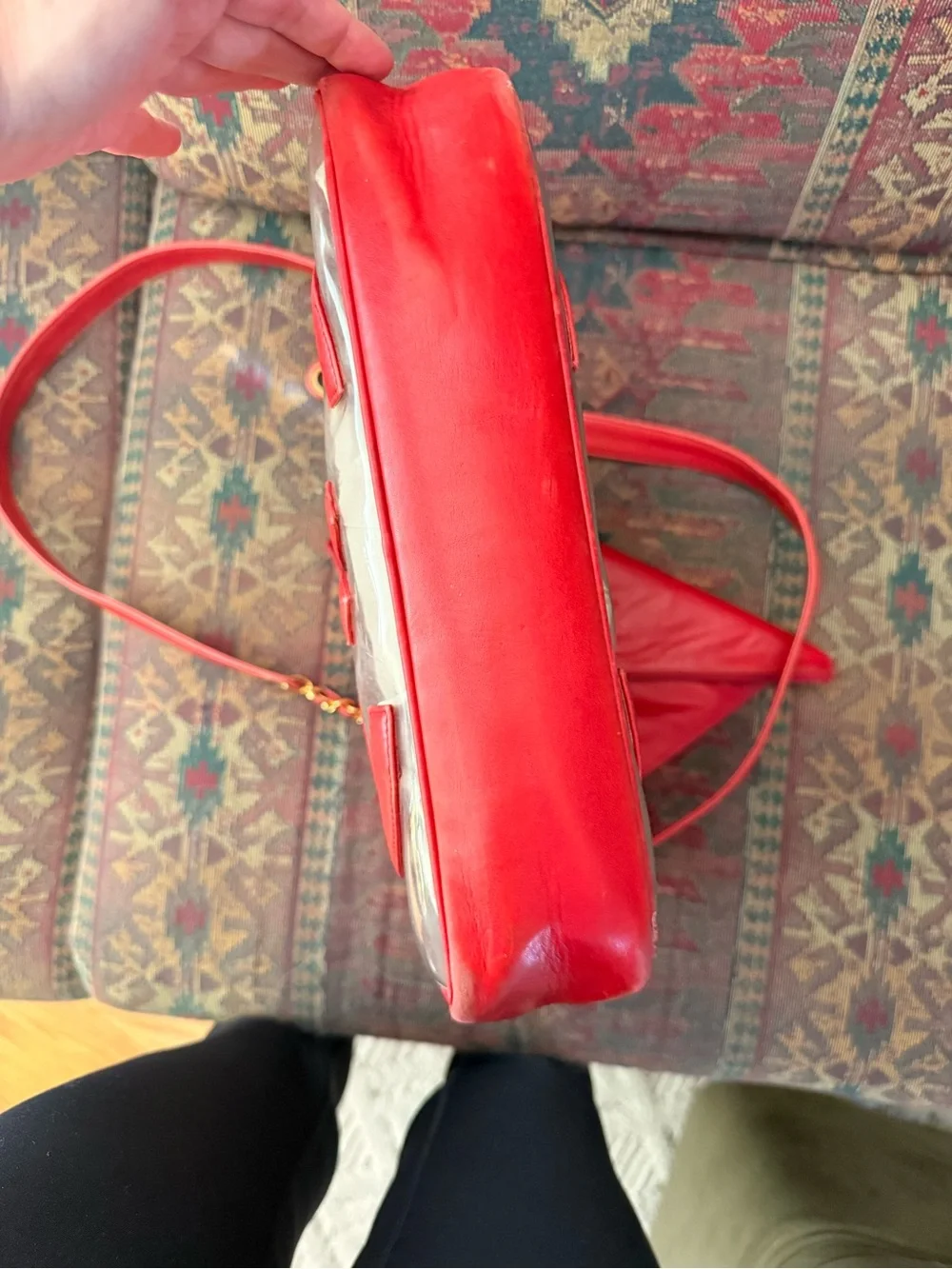 CHANEL VINTAGE RARE 90s Red Clear Vinyl Tote WITH Attached Inner Bag. - Picture 13 of 15
